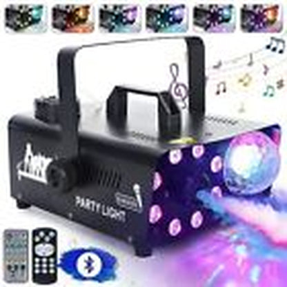 Fog Machine with 8 LED Lights and Disco 8 LED Lights & Disc Ball & Bluetooth