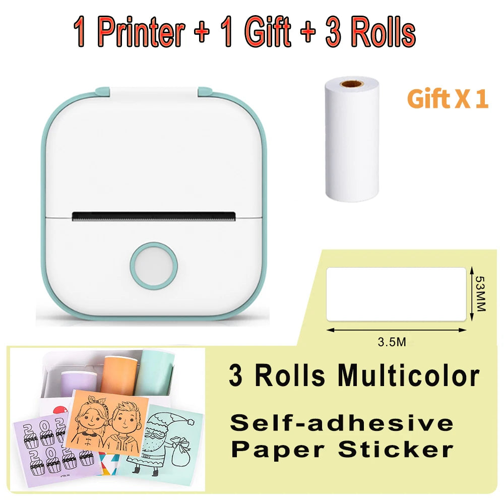 Phomemo T02 Mini Portable Printer Thermal Printing 53Mm Sticker Wireless Inkless Mini Pocket Printer Self-Adhesive Label Printer