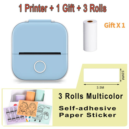 Phomemo T02 Mini Portable Printer Thermal Printing 53Mm Sticker Wireless Inkless Mini Pocket Printer Self-Adhesive Label Printer