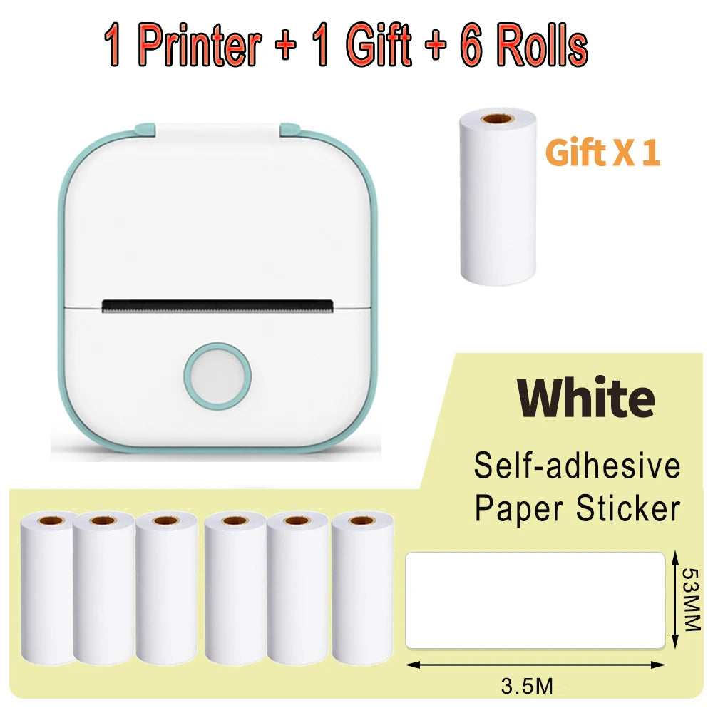 Phomemo T02 Mini Portable Printer Thermal Printing 53Mm Sticker Wireless Inkless Mini Pocket Printer Self-Adhesive Label Printer