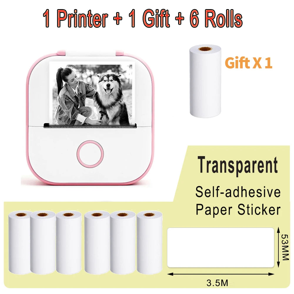 Phomemo T02 Mini Portable Printer Thermal Printing 53Mm Sticker Wireless Inkless Mini Pocket Printer Self-Adhesive Label Printer