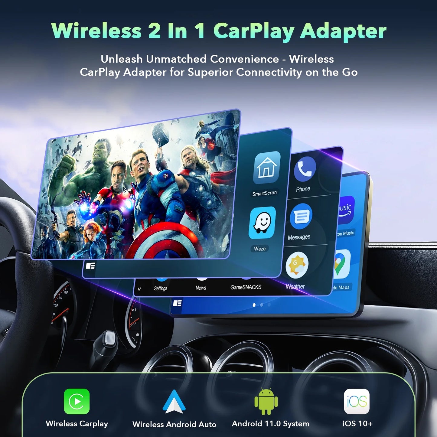 TOGUARD Wireless Carplay Adapter, 5.8 Ghz Wifi Apple Carplay Wireless Adapter for Factory Wired Carplay Plug and Play, Iphone Ios 10+