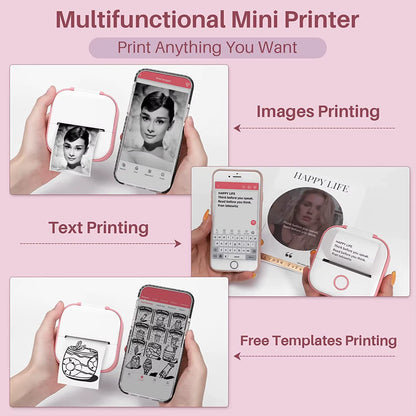 Phomemo T02 Mini Portable Printer Thermal Printing 53Mm Sticker Wireless Inkless Mini Pocket Printer Self-Adhesive Label Printer