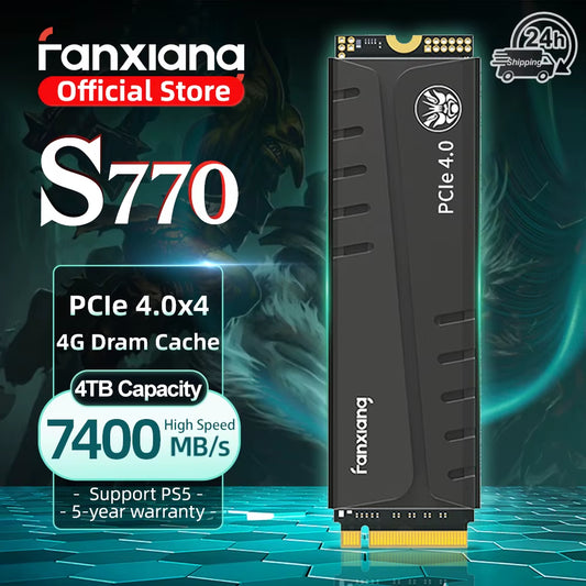 S770 M.2 SSD 500GB 1TB 2TB 4TB up to 7400Mb/S M.2 Nvme Pcie4.0 1G DRAM Cache Internal Solid State Drive for PS5 Desktop