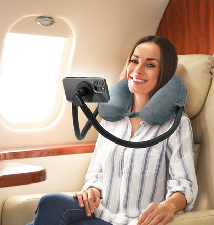 Neck Pillow for Travel Memory Foam W/ Magnetic Magsafe Phone Holder for Iphone