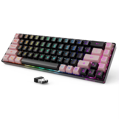 2.4G Wireless Gaming Keyboard Rechargeable Backlit Gaming Keyboard 68 Keys Anti-Ghosting No-Conflict Keyboard for PC