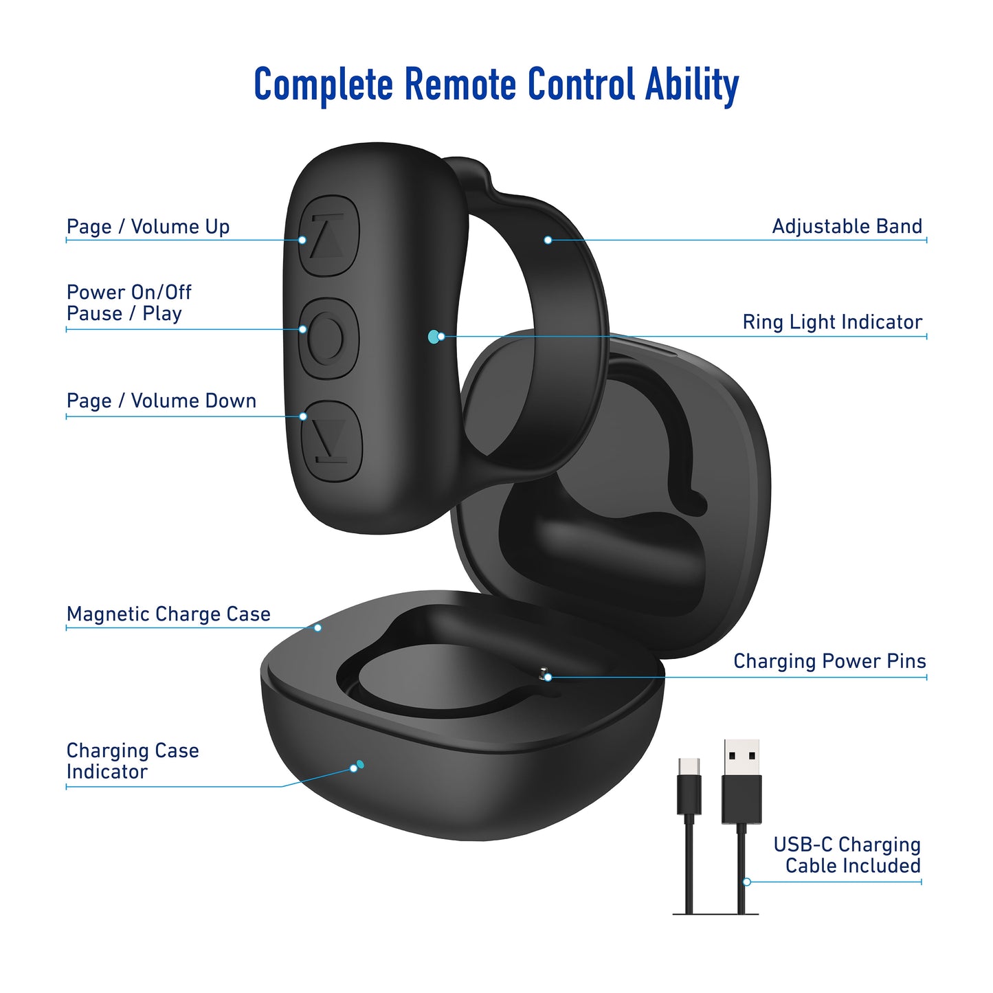 Smart Remote Ring, Bluetooth Tiktok Scrolling Ring