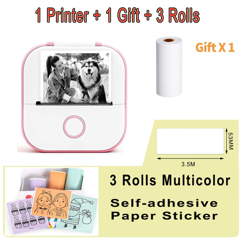 Phomemo T02 Mini Portable Printer Thermal Printing 53Mm Sticker Wireless Inkless Mini Pocket Printer Self-Adhesive Label Printer