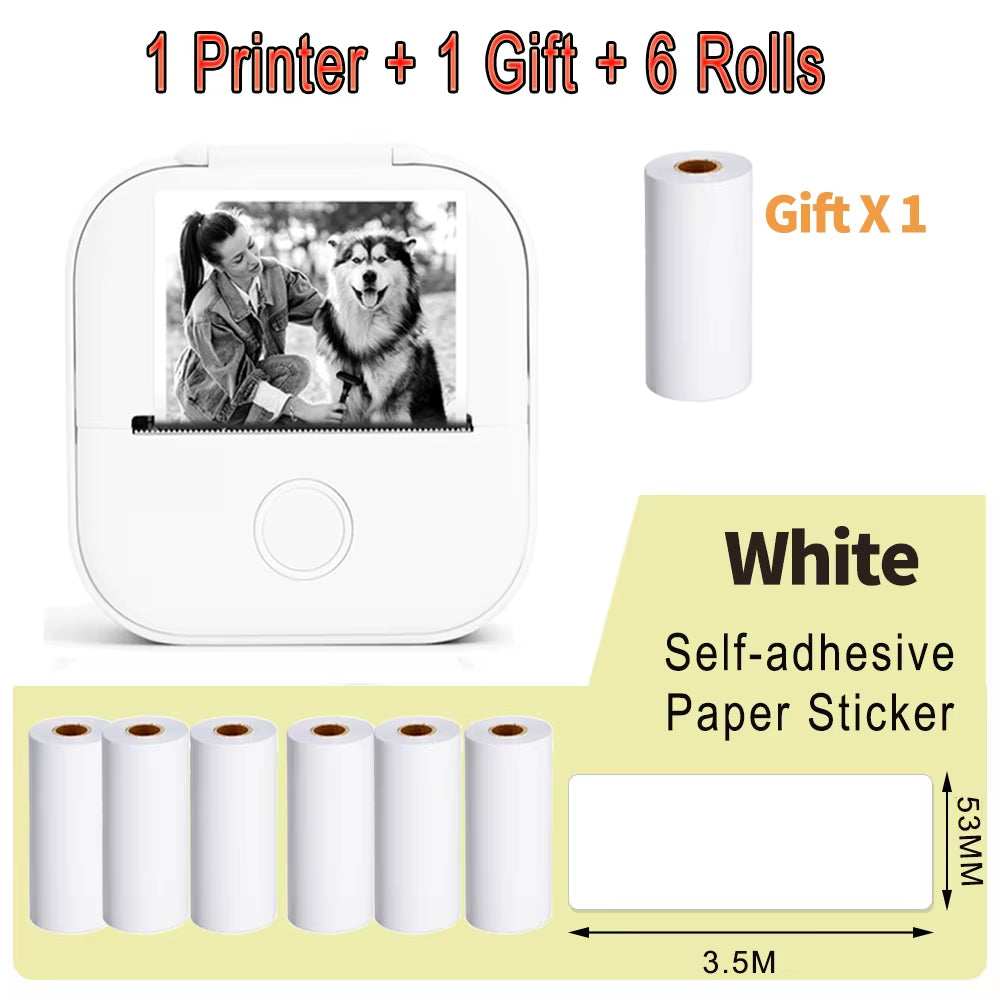 Phomemo T02 Mini Portable Printer Thermal Printing 53Mm Sticker Wireless Inkless Mini Pocket Printer Self-Adhesive Label Printer