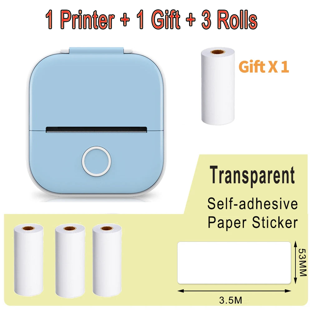 Phomemo T02 Mini Portable Printer Thermal Printing 53Mm Sticker Wireless Inkless Mini Pocket Printer Self-Adhesive Label Printer