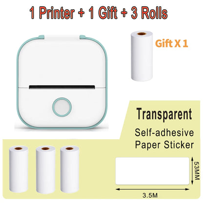 Phomemo T02 Mini Portable Printer Thermal Printing 53Mm Sticker Wireless Inkless Mini Pocket Printer Self-Adhesive Label Printer