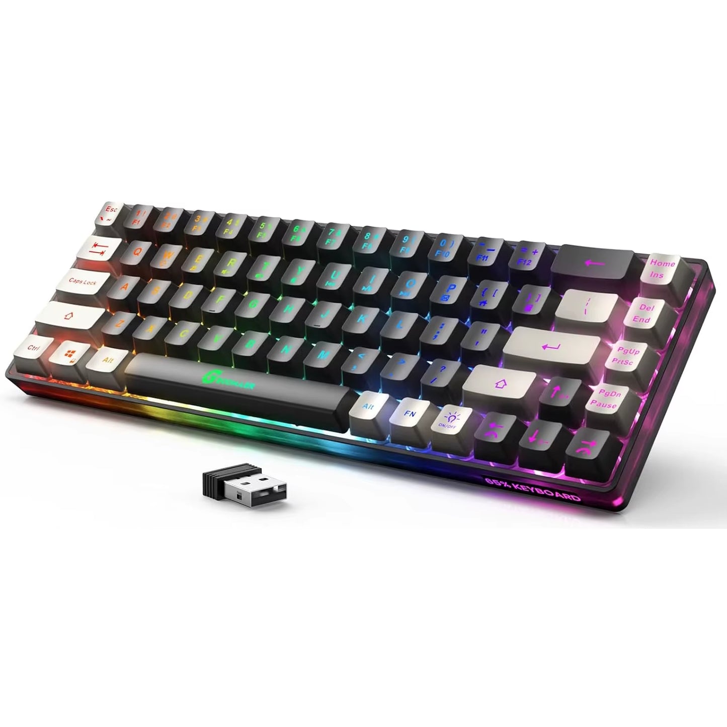 2.4G Wireless Gaming Keyboard Rechargeable Backlit Gaming Keyboard 68 Keys Anti-Ghosting No-Conflict Keyboard for PC