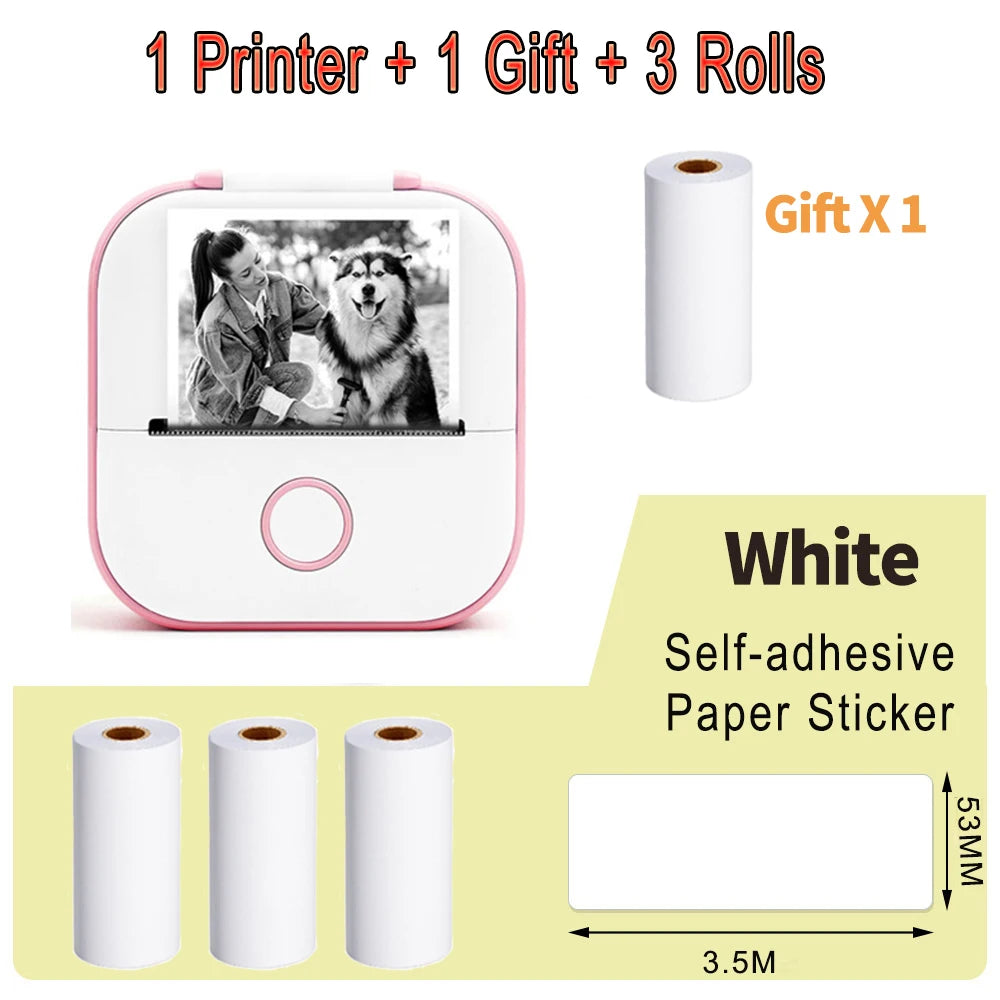 Phomemo T02 Mini Portable Printer Thermal Printing 53Mm Sticker Wireless Inkless Mini Pocket Printer Self-Adhesive Label Printer