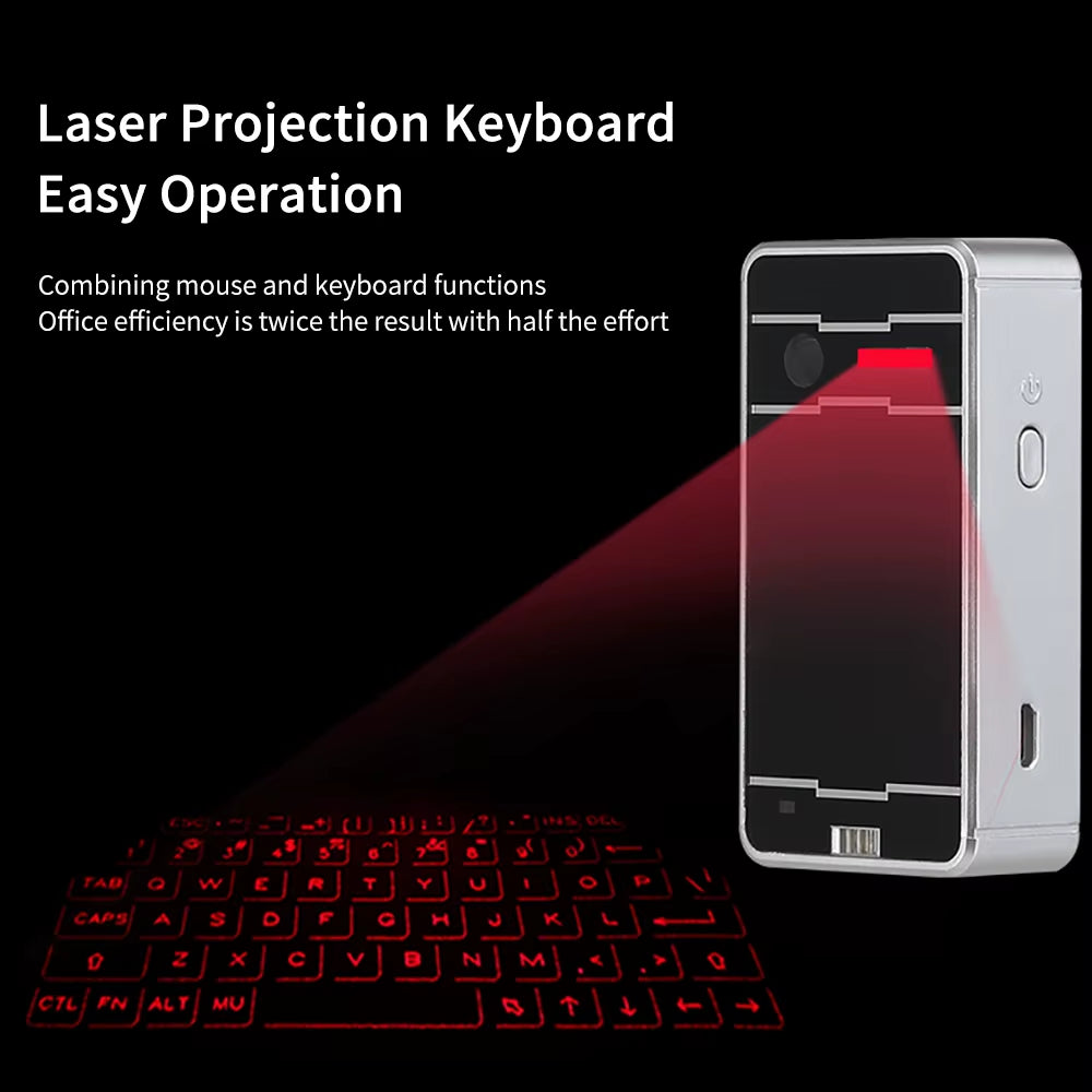 Portable Bluetooth Virtual Laser Keyboard Wireless Projection Mini Touch Keyboard for Computer Mobile Phone with Mouse Function