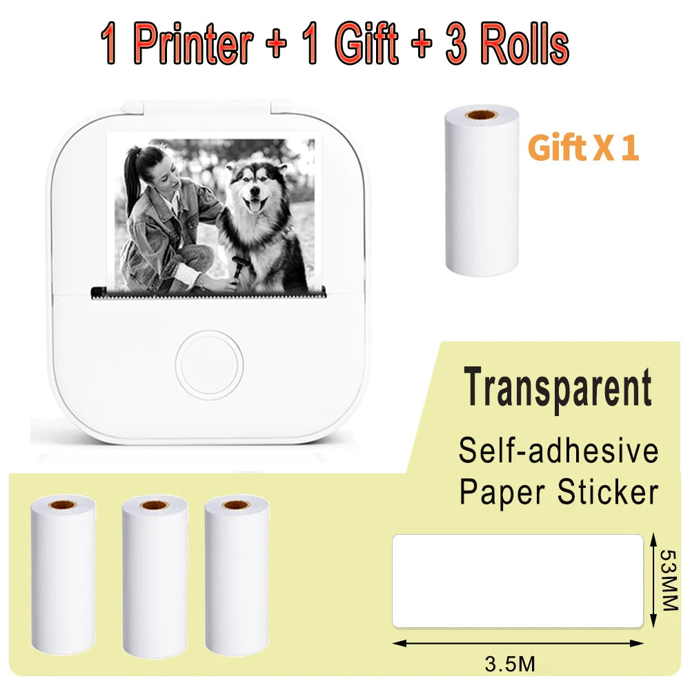 Phomemo T02 Mini Portable Printer Thermal Printing 53Mm Sticker Wireless Inkless Mini Pocket Printer Self-Adhesive Label Printer