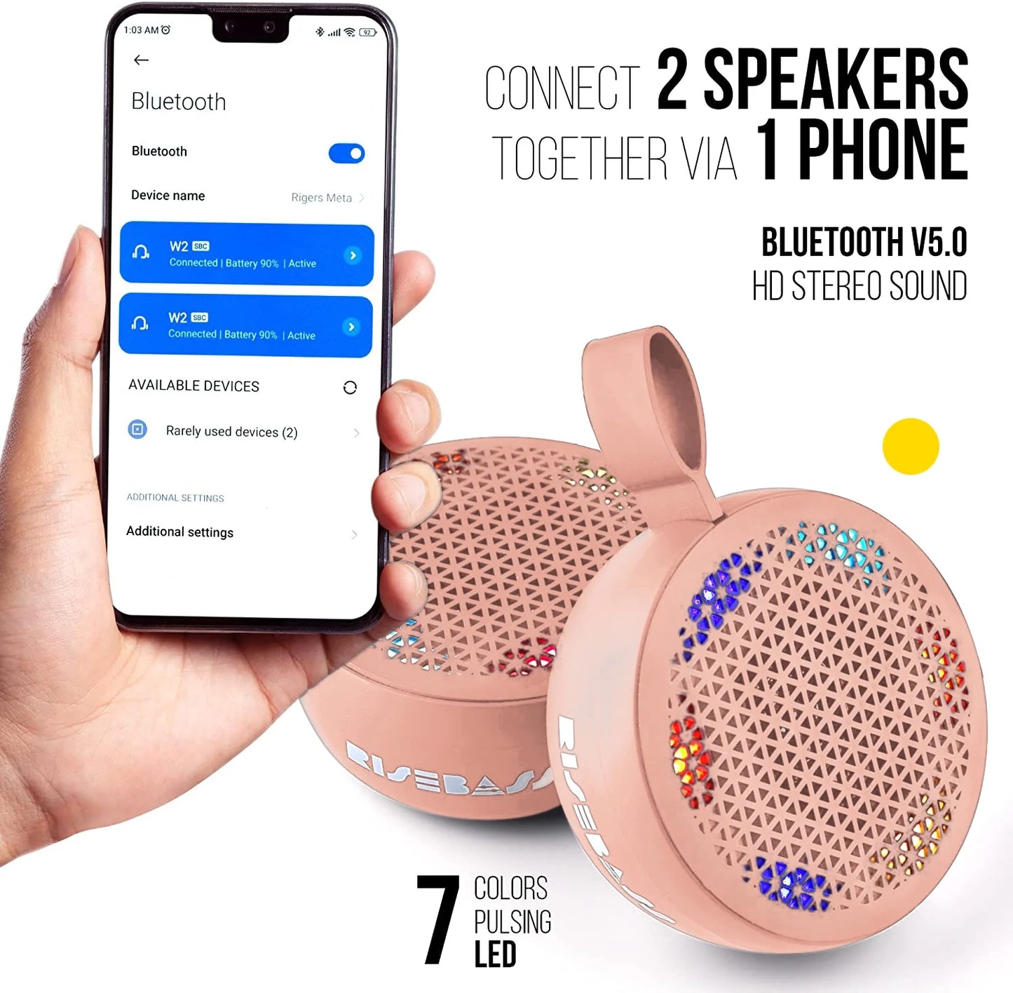 RISEBASS Portable Waterproof Bluetooth Speaker Mini Bluetooth Shower Speaker