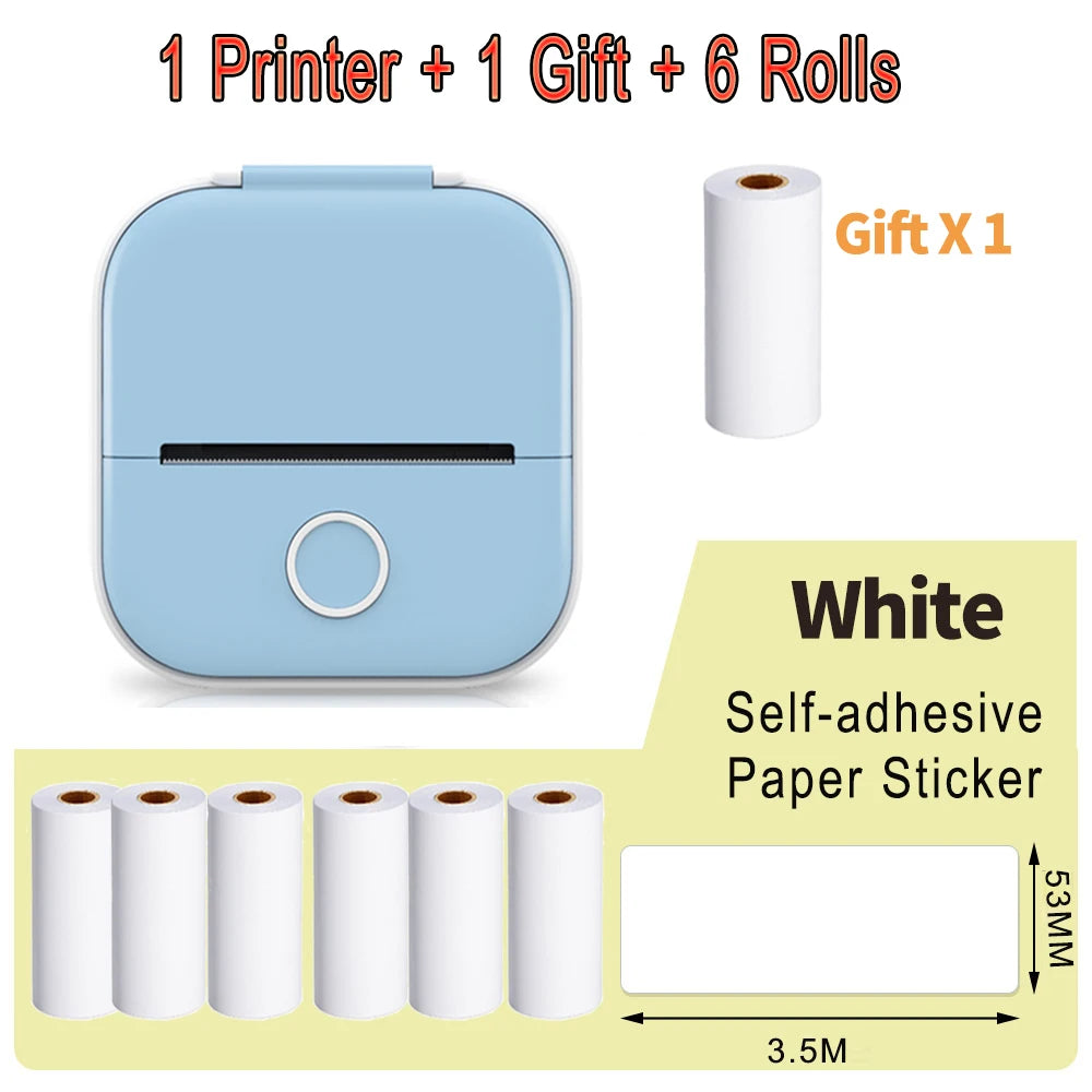 Phomemo T02 Mini Portable Printer Thermal Printing 53Mm Sticker Wireless Inkless Mini Pocket Printer Self-Adhesive Label Printer