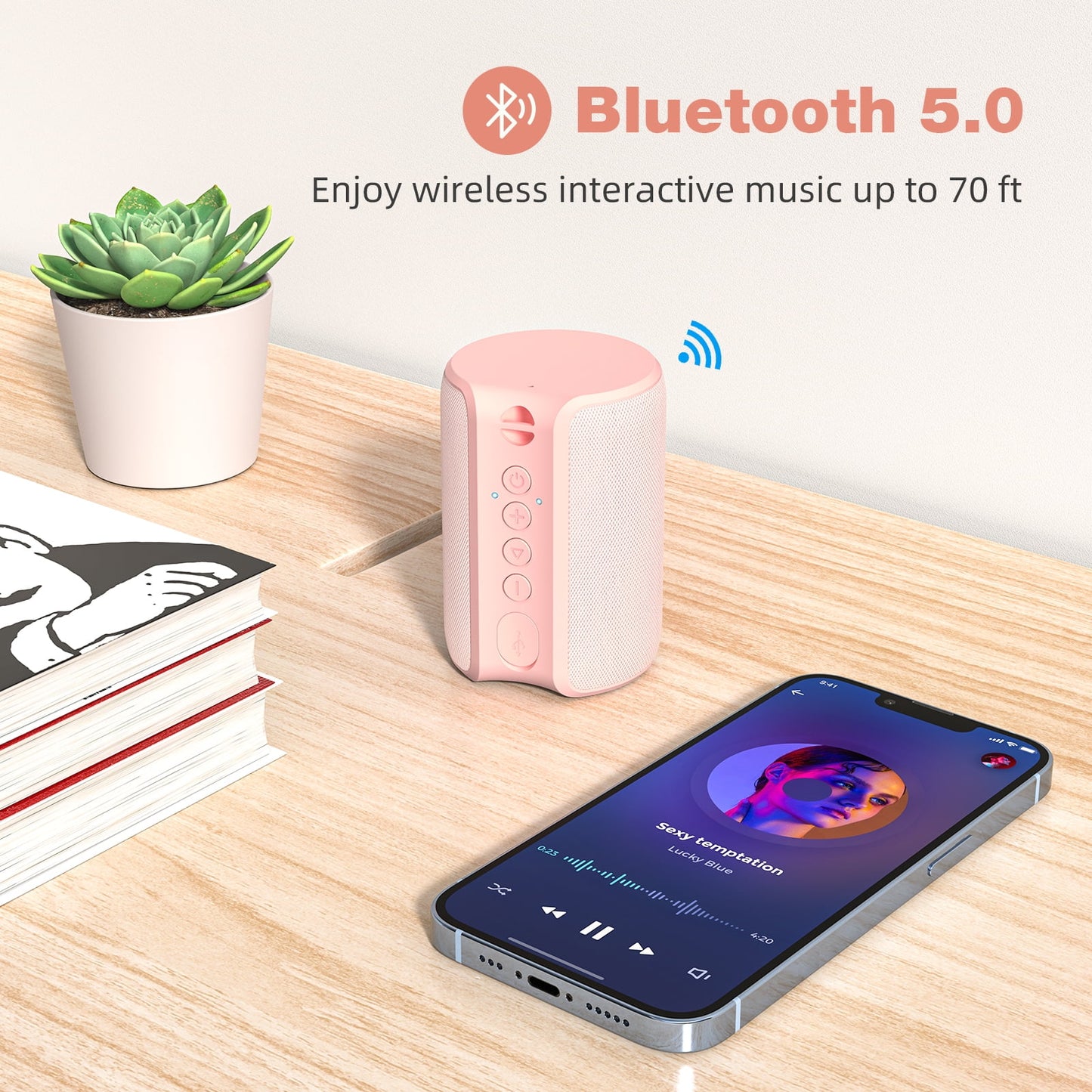 Bluetooth Speaker Portable, IPX7 Waterproof Wireless Outdoor Speaker, TWS Pairing, 12H Playtime, Orange