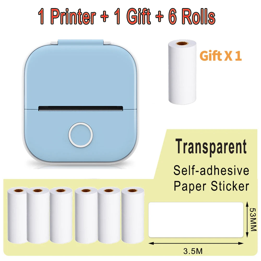 Phomemo T02 Mini Portable Printer Thermal Printing 53Mm Sticker Wireless Inkless Mini Pocket Printer Self-Adhesive Label Printer