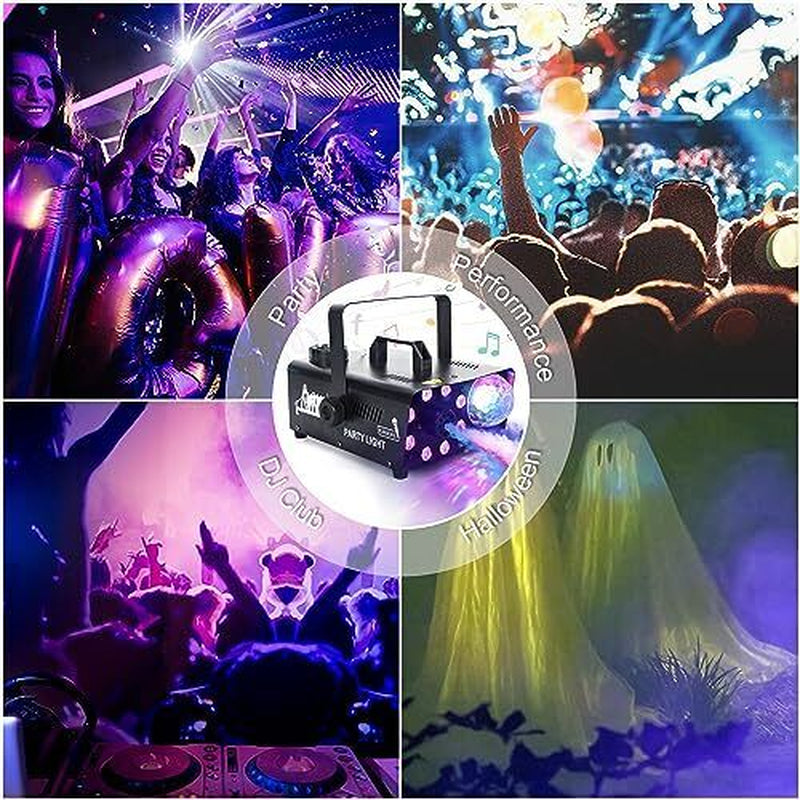 Fog Machine with 8 LED Lights and Disco 8 LED Lights & Disc Ball & Bluetooth