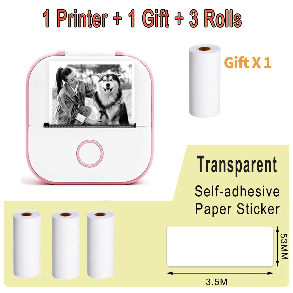 Phomemo T02 Mini Portable Printer Thermal Printing 53Mm Sticker Wireless Inkless Mini Pocket Printer Self-Adhesive Label Printer