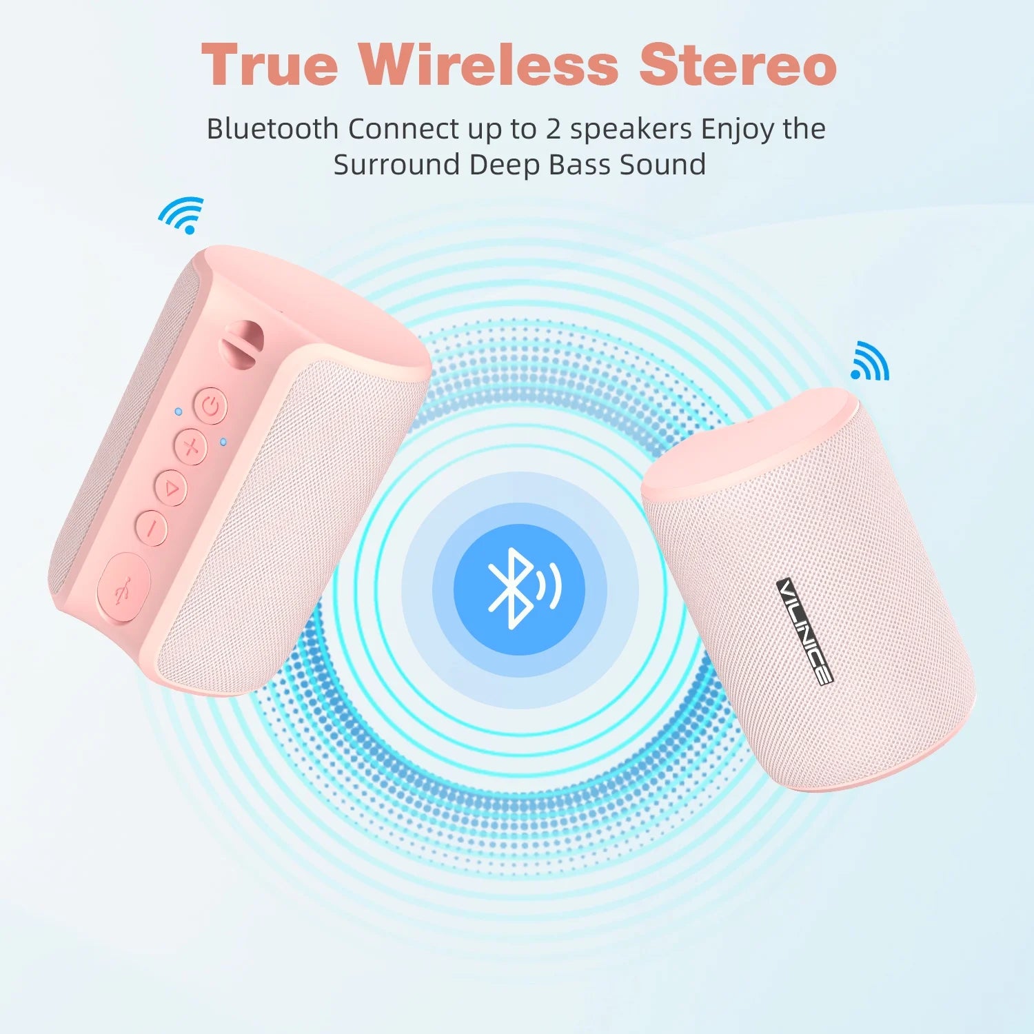 Bluetooth Speaker Portable, IPX7 Waterproof Wireless Outdoor Speaker, TWS Pairing, 12H Playtime, Orange