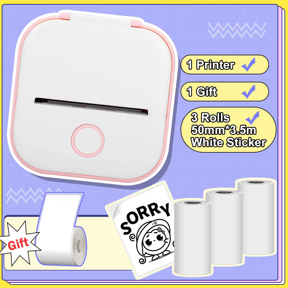 Phomemo T02 Pocket Printer Portable Thermal Printer Inkless Stickers Maker Mini Wireless Printer for Home School Office