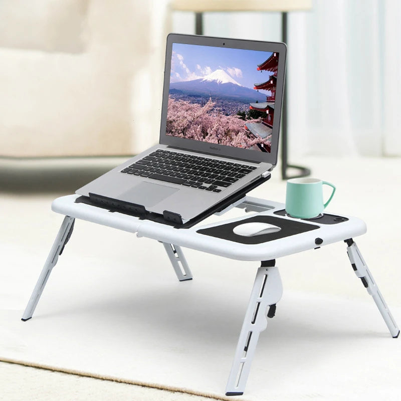 Laptop Desk Multifunctional Notebook Computer Table Stand-Type Folding Computer Table USB Cooling Bed Notebook Computer Stand