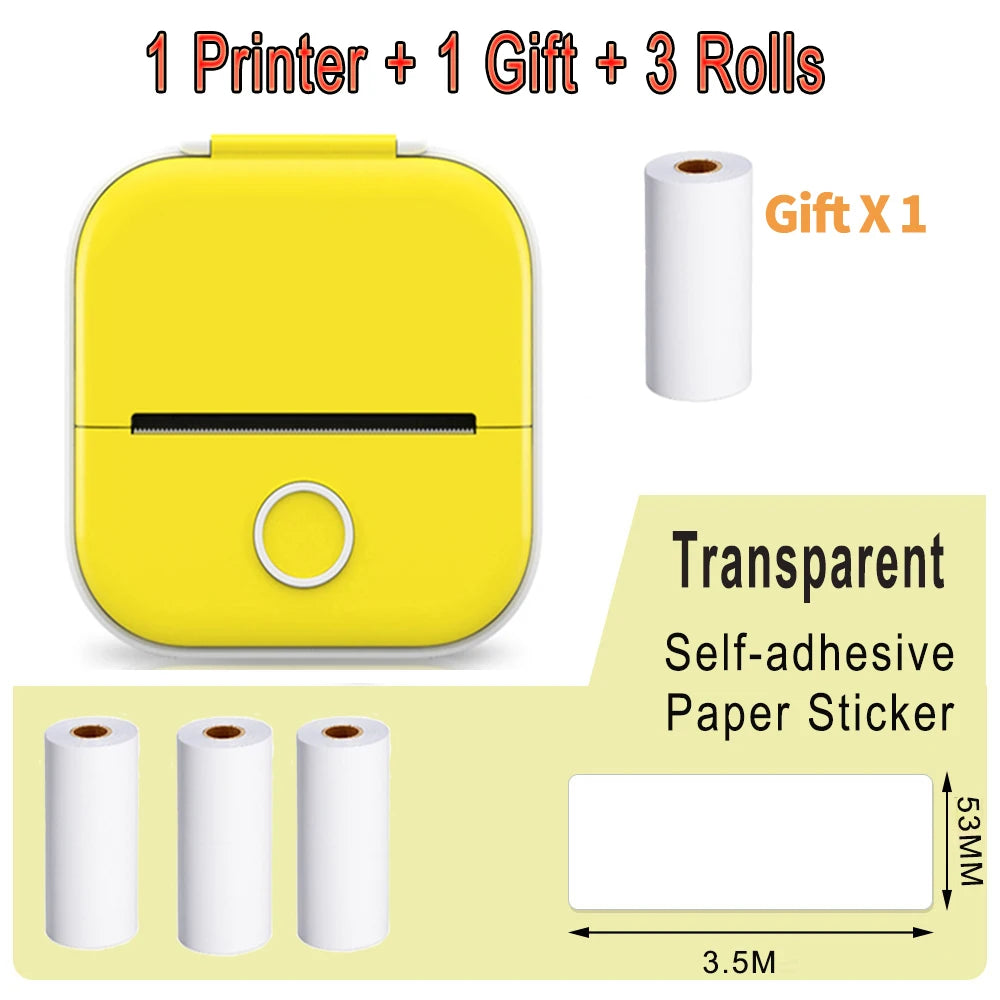 Phomemo T02 Mini Portable Printer Thermal Printing 53Mm Sticker Wireless Inkless Mini Pocket Printer Self-Adhesive Label Printer