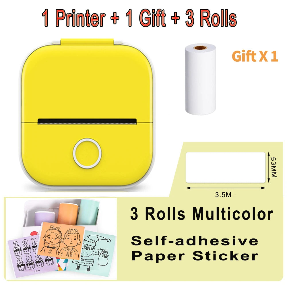 Phomemo T02 Mini Portable Printer Thermal Printing 53Mm Sticker Wireless Inkless Mini Pocket Printer Self-Adhesive Label Printer